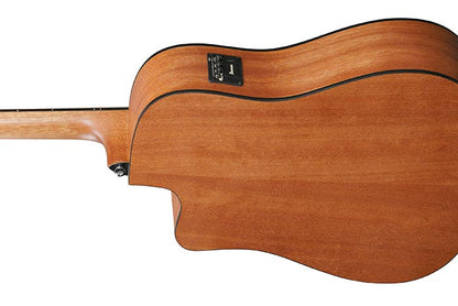 Ibanez V40CE-OPN guitar body showcasing open pore finish and electronic input.