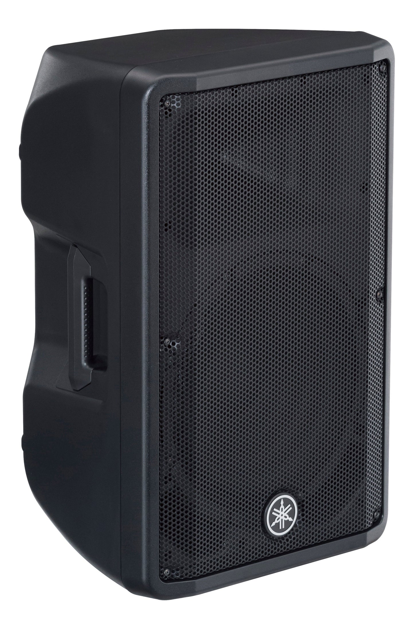 Yamaha DBR12 Black speaker with Yamaha logo on a white background