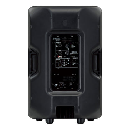 Yamaha DBR15 Black speaker with control panel on a white background