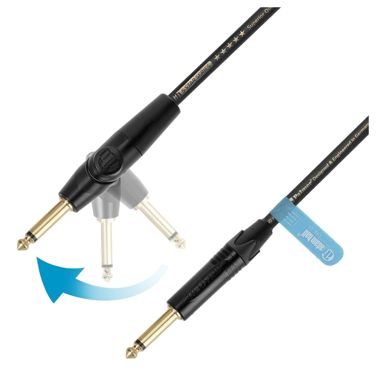 Adam Hall 5 Star FLIPJACK Straight and Angled 6m Instrument Cable Four