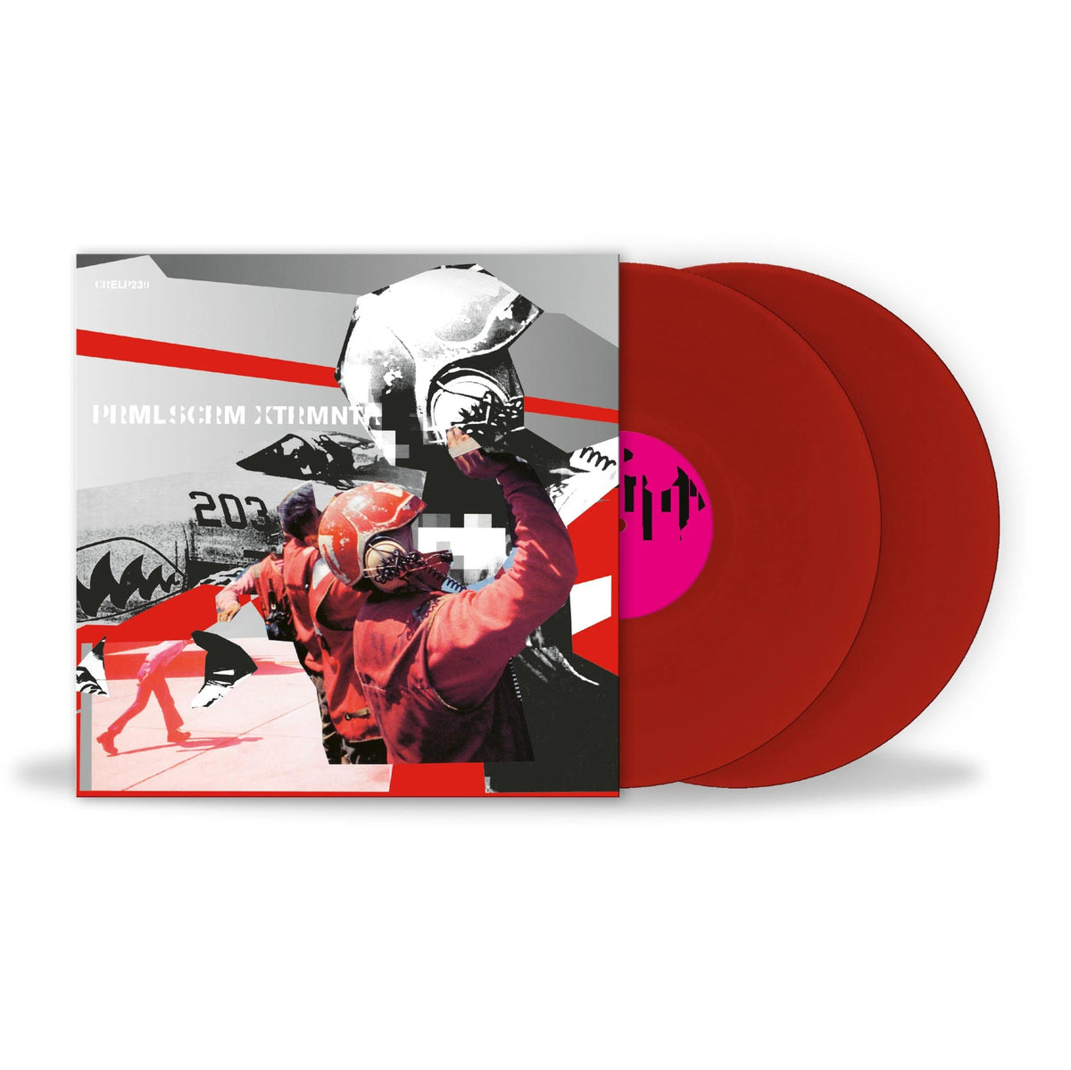 Primal Scream - XTRMNTR (Red) Vinyl Vinyl record with a colorful cover featuring a person in a red jacket and helmet.
