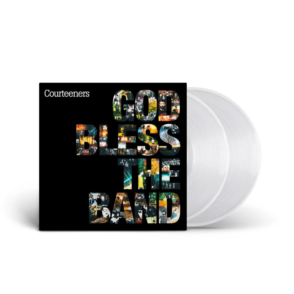 Courteeners - God Bless The Band (Crystal Clear) Vinyl Vinyl record with 'God Bless the Band' cover featuring the Courteeners on a white background