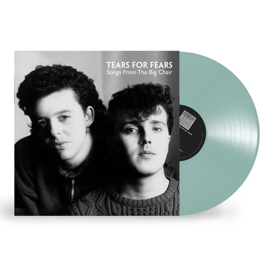 Tears For Fears - Songs From The Big Chair Vinyl record with 'Tears for Fears' album cover showing two faces and a light green disc.
