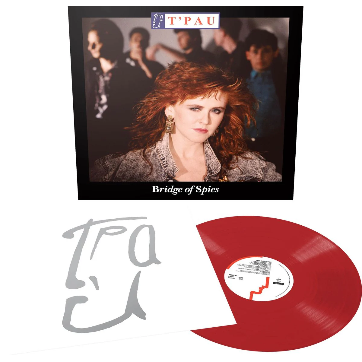 T'Pau - Bridge Of Spies Vinyl record with a cover featuring a person and album title, alongside the T'Pau logo.