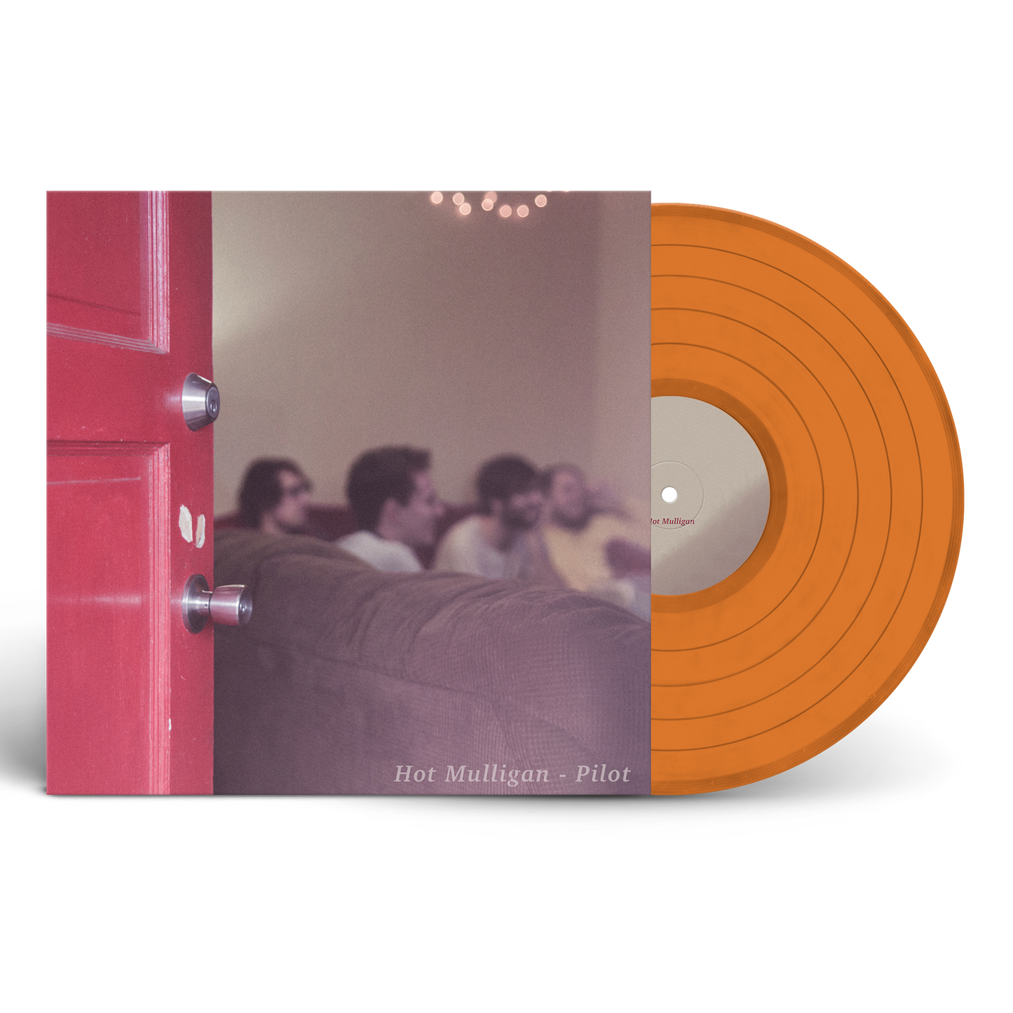 Hot Mulligan - Pilot Vinyl record with orange disc and album cover showing people in a room.