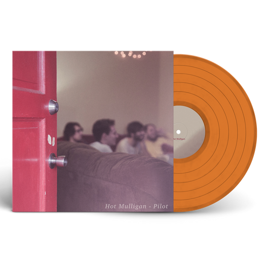 Hot Mulligan - Pilot Vinyl record with orange disc and album cover showing people in a room.