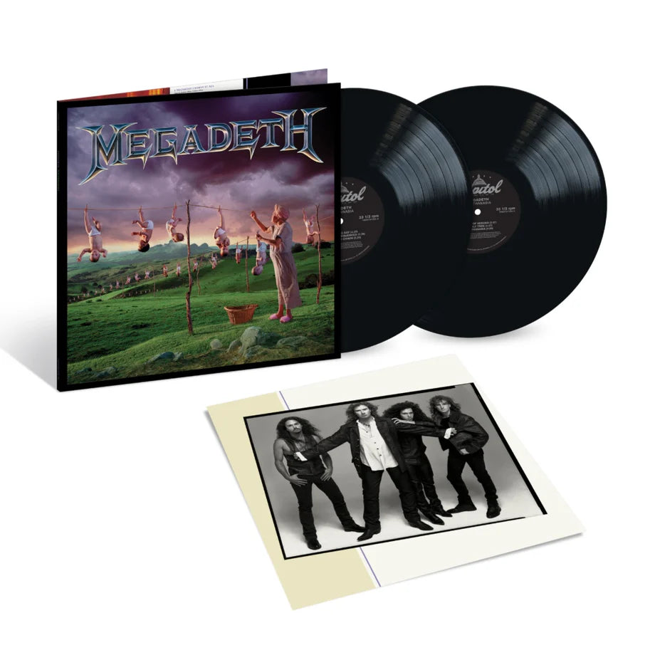 Megadeth - Youthanasia Vinyl Vinyl record set with Megadeth album cover and band photo insert on a white background